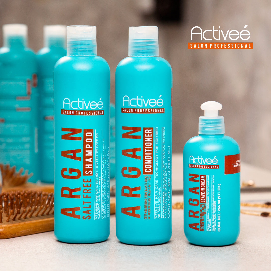 Acondicionador Activee Professional Argan Tecnologia para cuidado Intensivo de Cabello Teñido o Dañado Libre de Sal