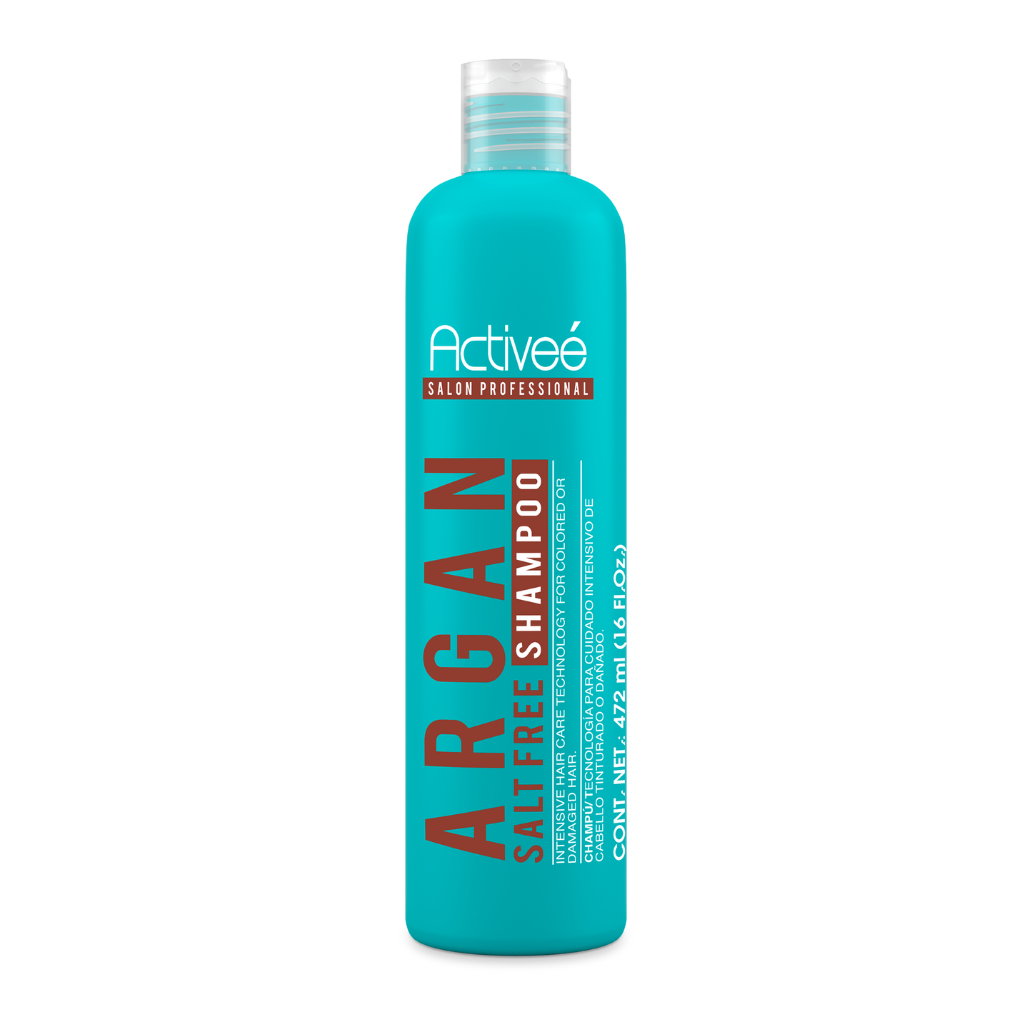 Shampoo Activee Professional Argan Tecnologia para cuidado Intensivo de Cabello Teñido o Dañado Libre de Sal
