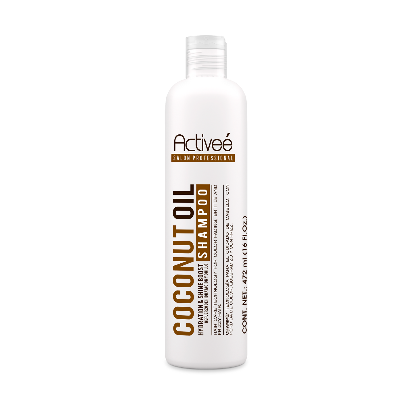 Shampoo Activee Professional Coconut Oil Tecnologia para cuidado Cabello con Perdida de Color Quebradizo y con Frizz Libre de Sal