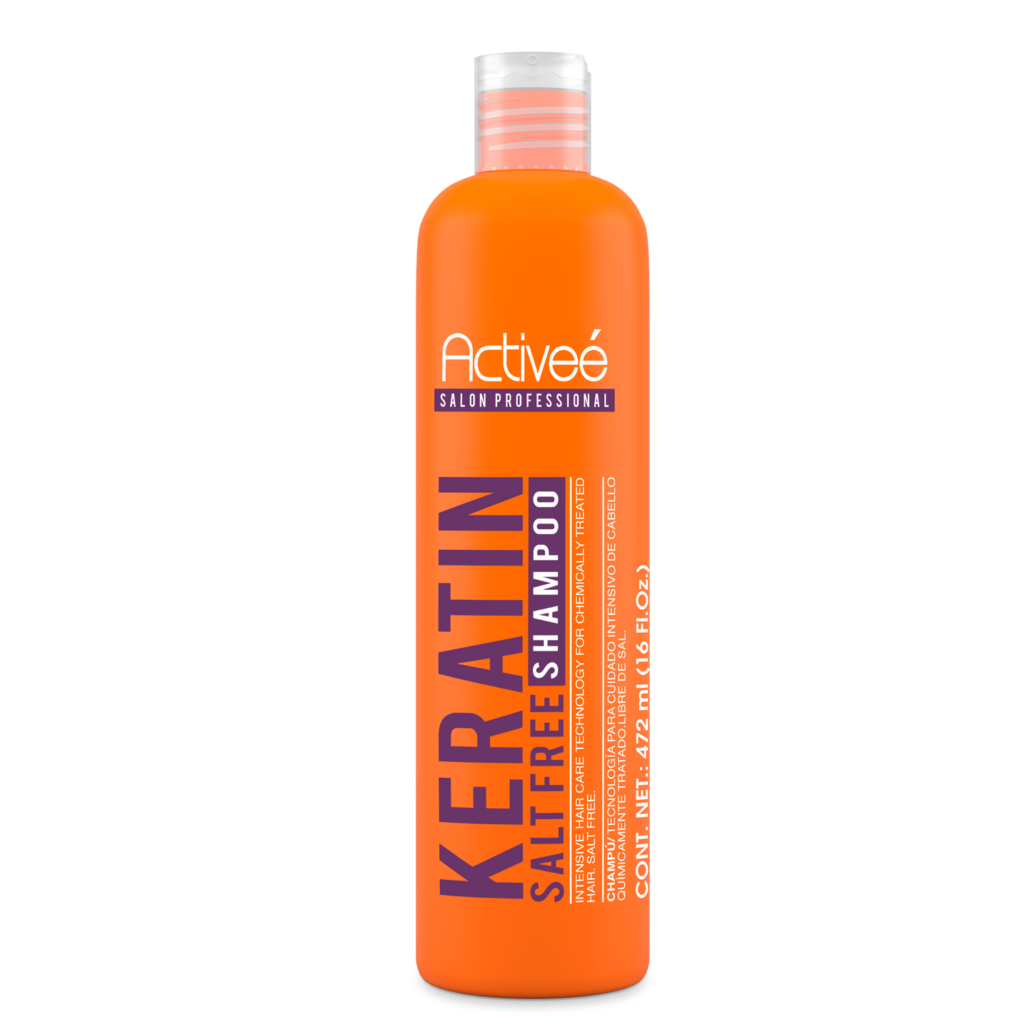 Shampoo Activee Professional Keratin Tecnologia para cuidado Intensivo de Cabello Quimicamente tratado Libre de Sal