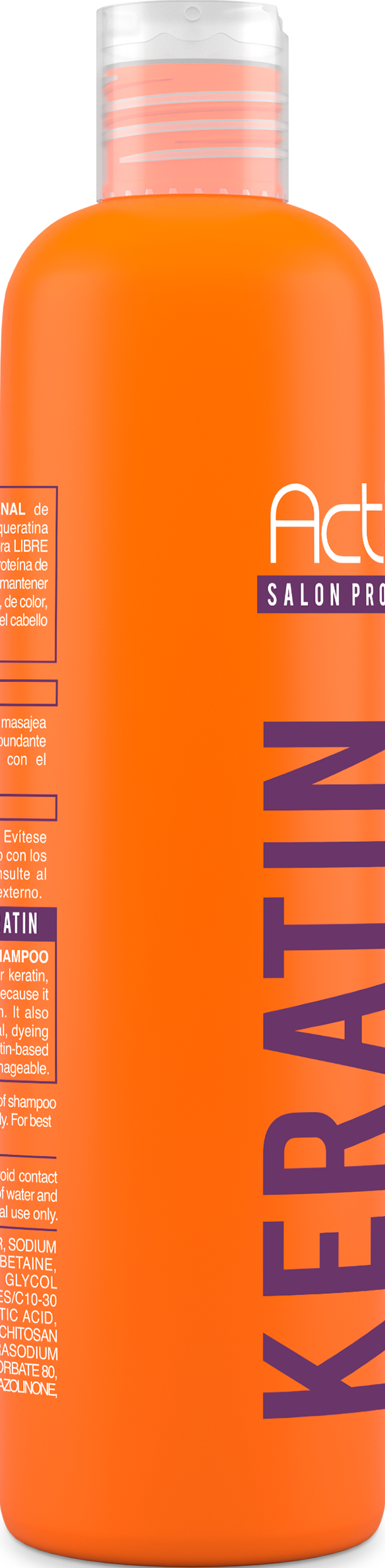Shampoo Activee Professional Keratin Tecnologia para cuidado Intensivo de Cabello Quimicamente tratado Libre de Sal