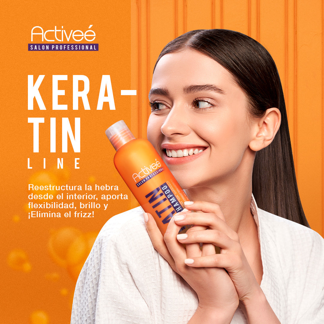 Shampoo Activee Professional Keratin Tecnologia para cuidado Intensivo de Cabello Quimicamente tratado Libre de Sal
