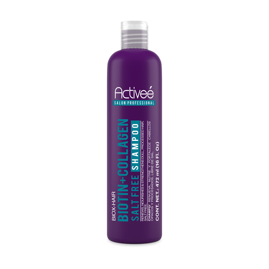 Shampoo Activee Professional Biotin+Colagena Renueva Nutre y Fortalece Cabellos Opacos y Procesados Libre de Sal